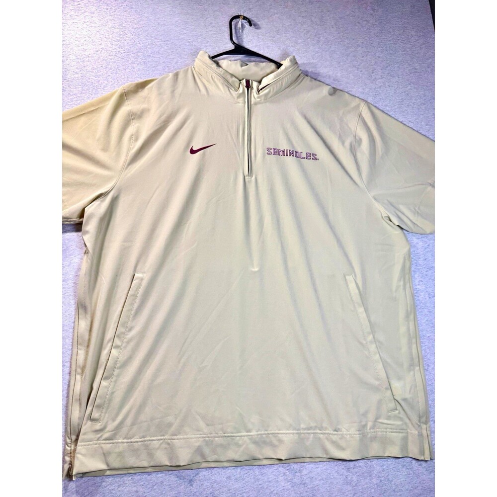 Nike Seminoles Men's Lightweight Hooded Zip Windbreaker Jacket Beige 2XL